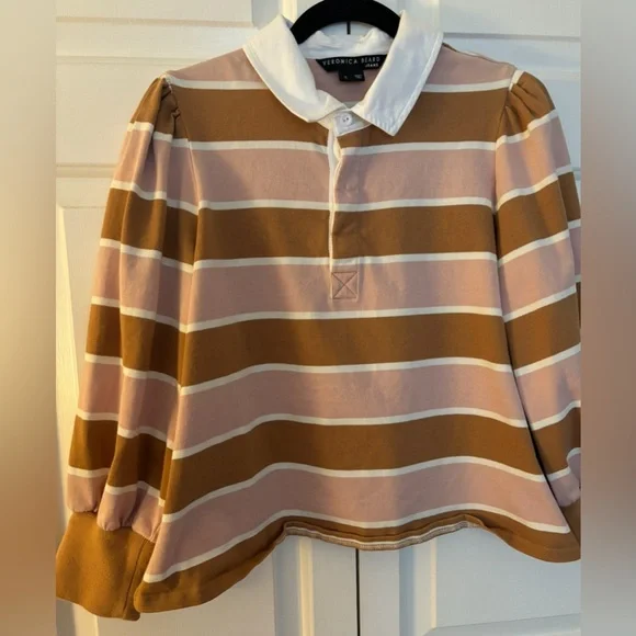 Veronica Beard Striped Rugby Polo Shirt - Picture 3 of 7